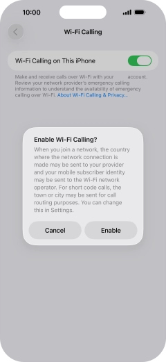 If you turn on the function, press Enable.