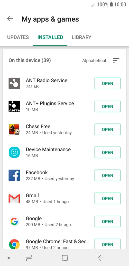 Press the required app.
