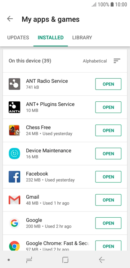 Press the required app.