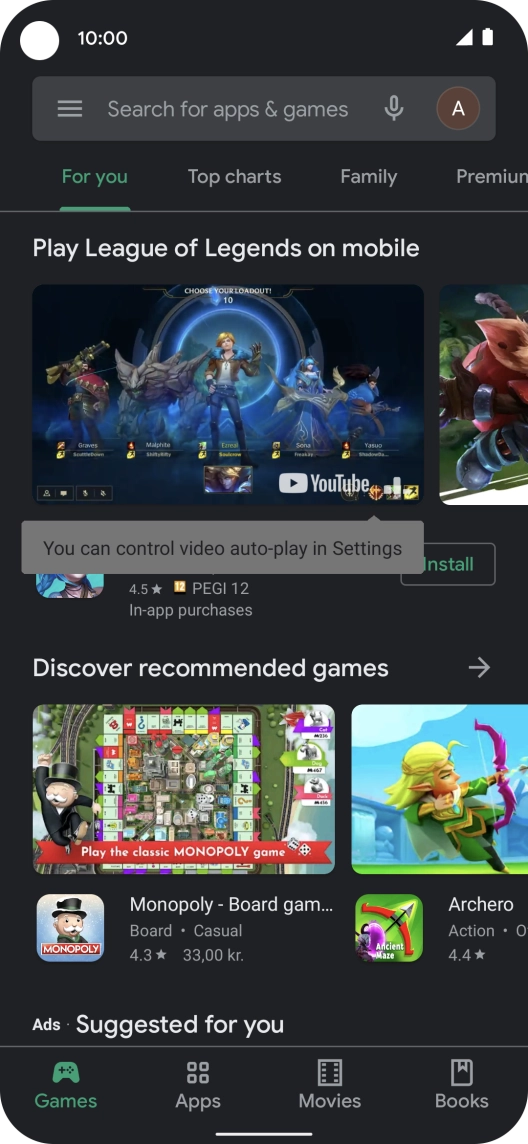 Press the search field.