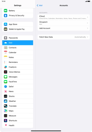 Press the name of the email account you've just set up.