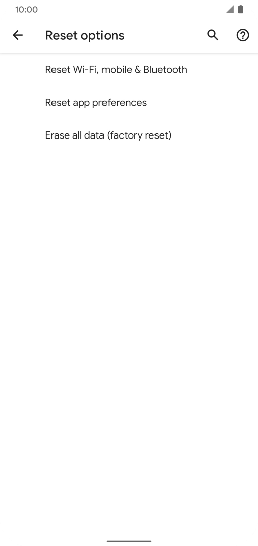 Press Erase all data (factory reset).