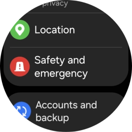 Press Safety and emergency.