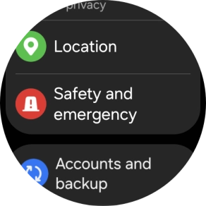 Press Safety and emergency.