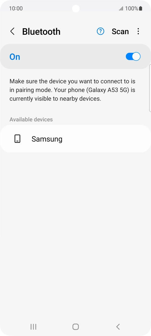 Press the required Bluetooth device and follow the instructions on the screen to pair the device with your phone.