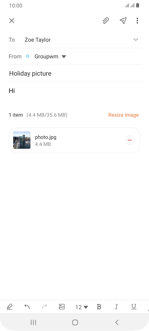 Press the send icon when you've finished your email.