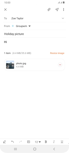 Press the send icon when you've finished your email.