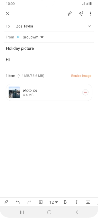 Press the send icon when you've finished your email.