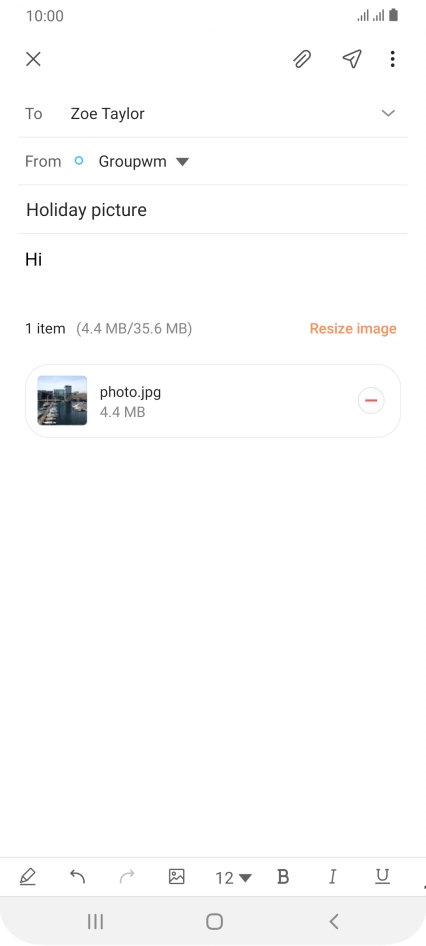 Press the send icon when you've finished your email.