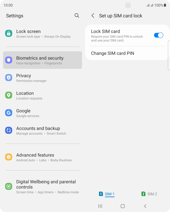 Press the required SIM.
