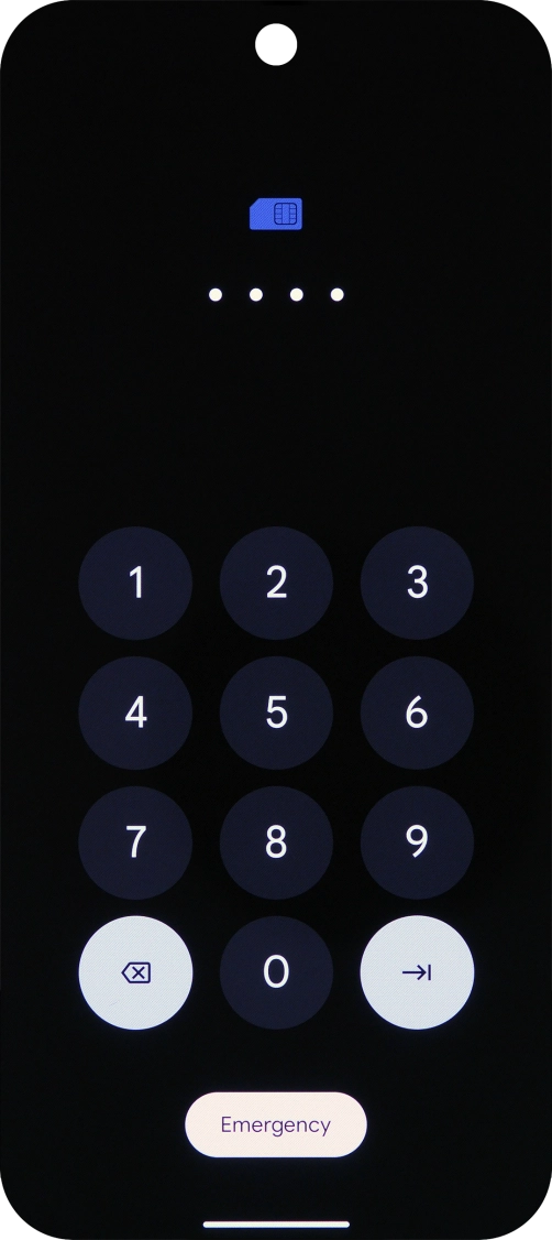 If your SIM is locked, key in your PIN and press arrow right. The default PIN is 1111.