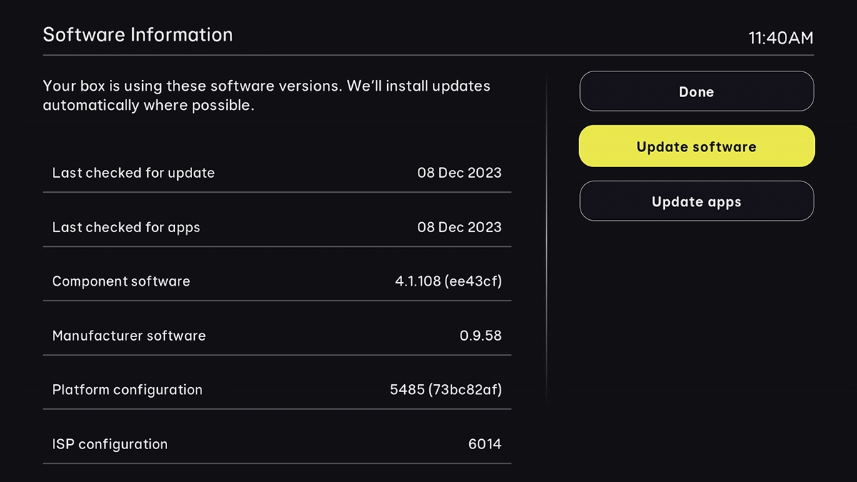Highlight Update software.