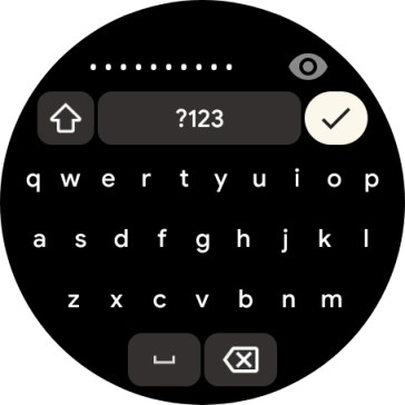Key in the password for the Wi-Fi network and press the confirm icon.