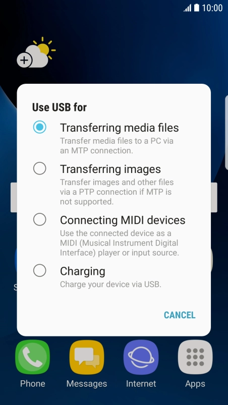 Press Transfer media files to turn on the function.