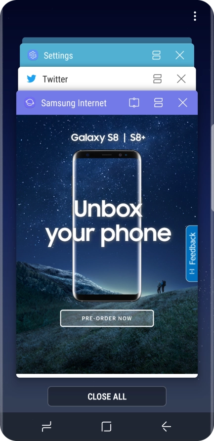 To end one running application, slide your finger right on the required application.