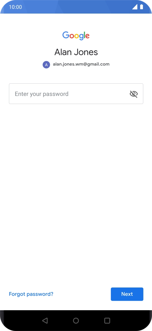 Press Enter your password and key in the password for your Google account.