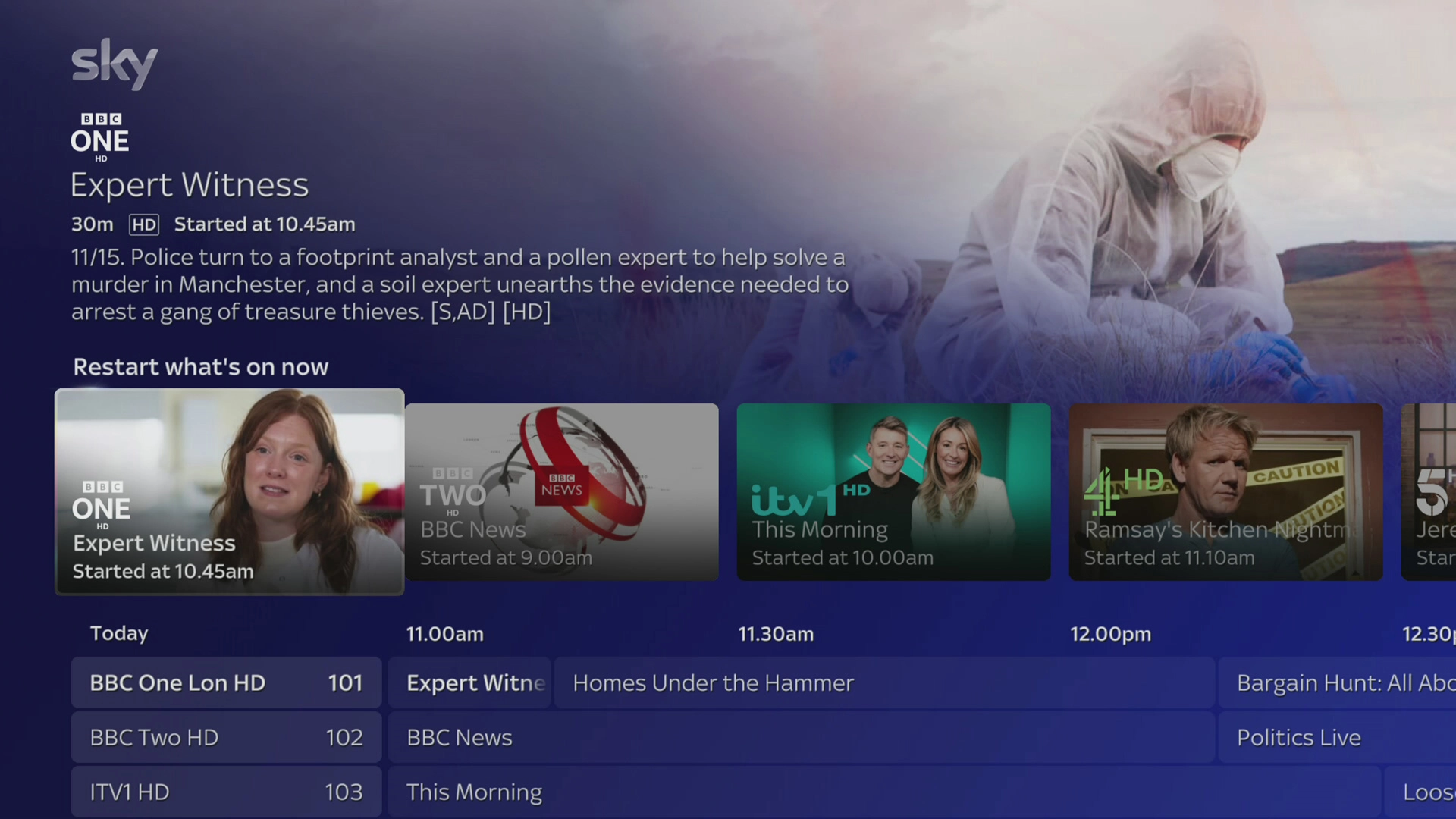 Select the required programme to start watching the programme.