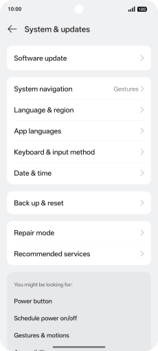 Press Software update. If a new software version is available, it's displayed. Follow the instructions on the screen to update the phone software.