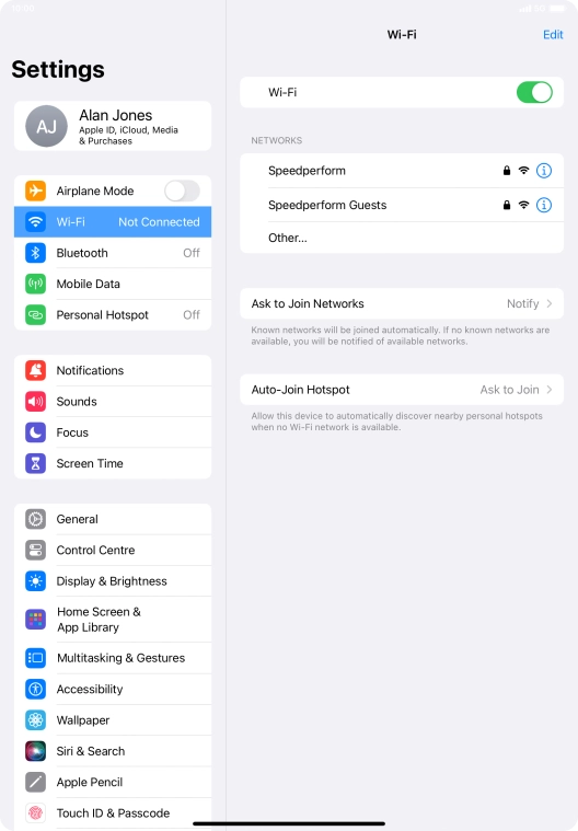 Press the required Wi-Fi network and key in the password for the Wi-Fi network.
