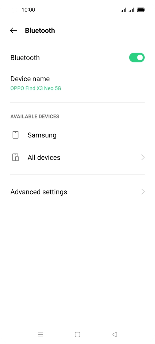 Press the required Bluetooth device and follow the instructions on the screen to pair the device with your phone.