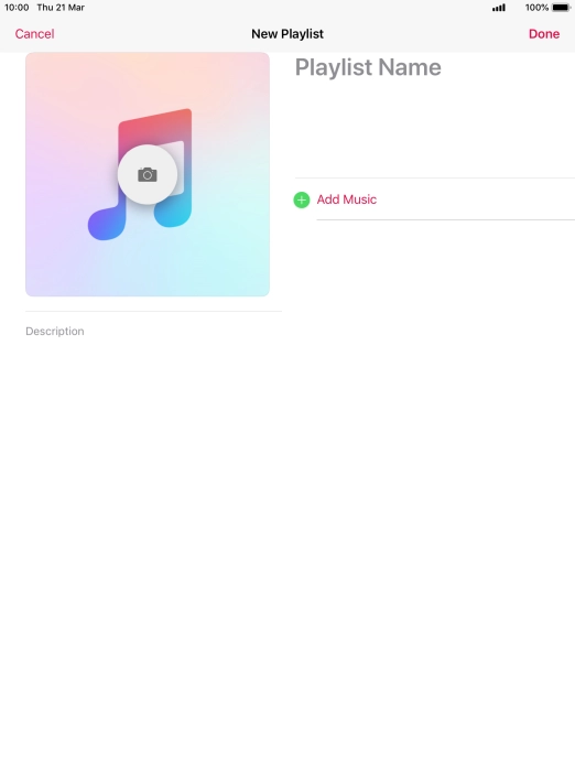 Press the text input field and key in a name for the playlist.