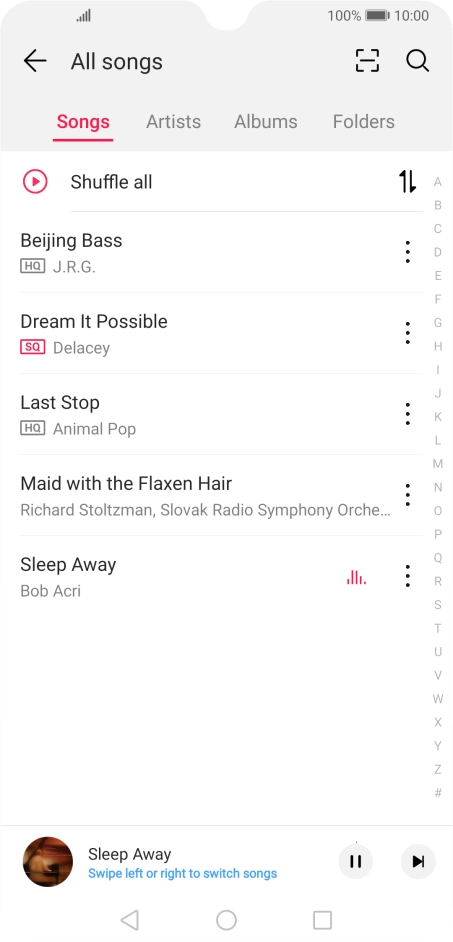 Press the song title at the bottom of the screen.