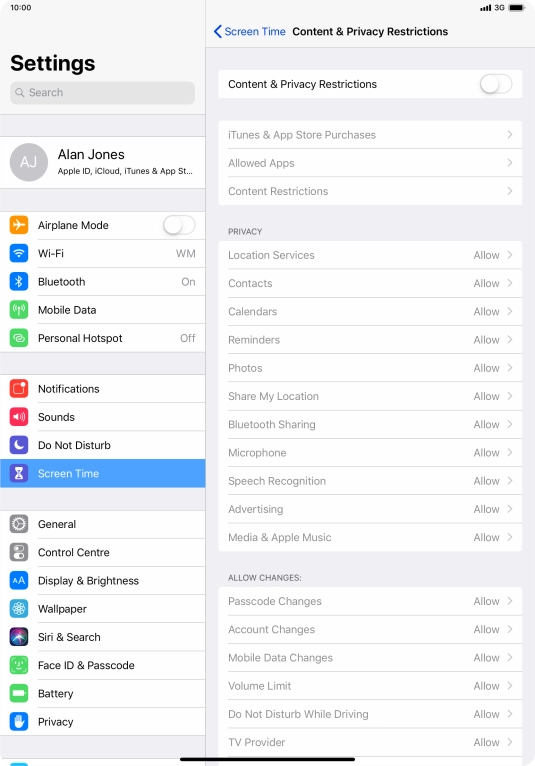 Press the indicator next to 