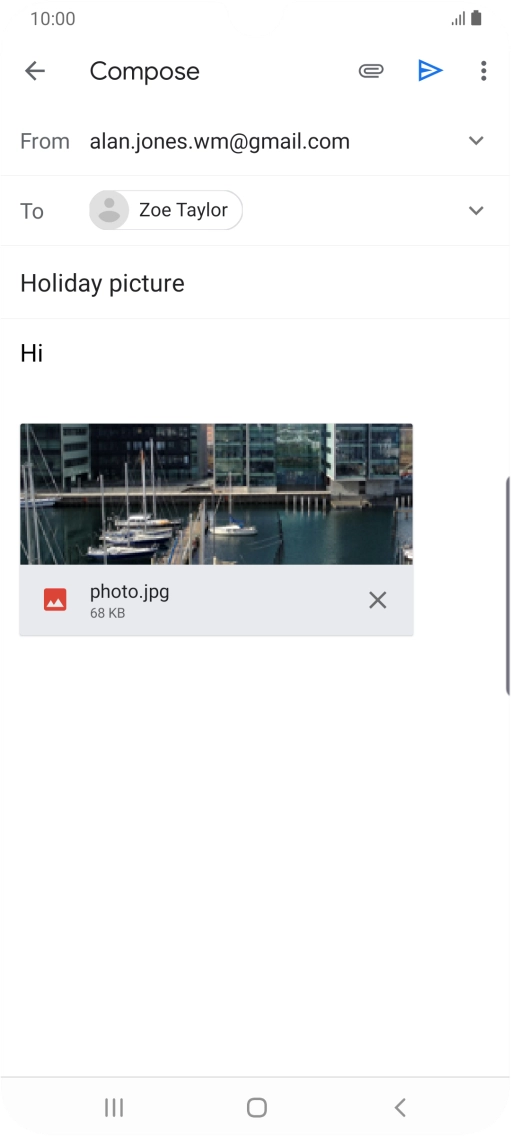 Press the send icon when you've finished your email.