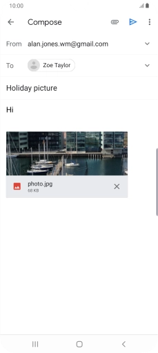 Press the send icon when you've finished your email.