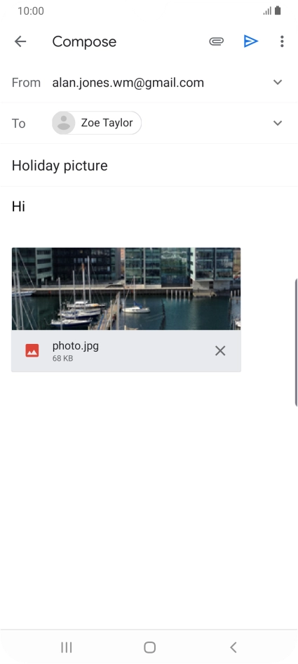 Press the send icon when you've finished your email.