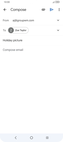 Press the text input field and write the text for your email.