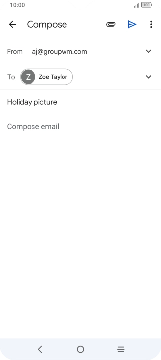 Press the text input field and write the text for your email.