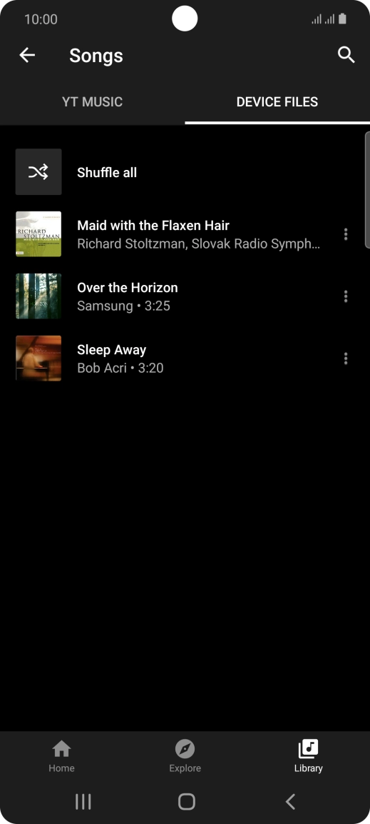 Press the required audio file.