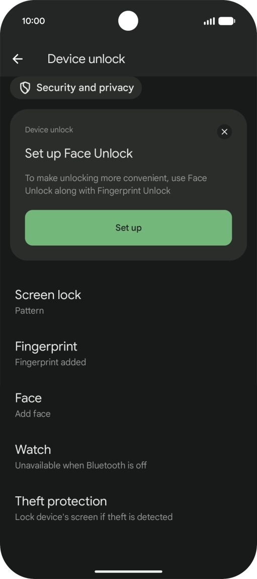 Press Screen lock and key in the additional phone lock code you created earlier.