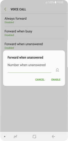 Key in +447953222222 and press ENABLE.