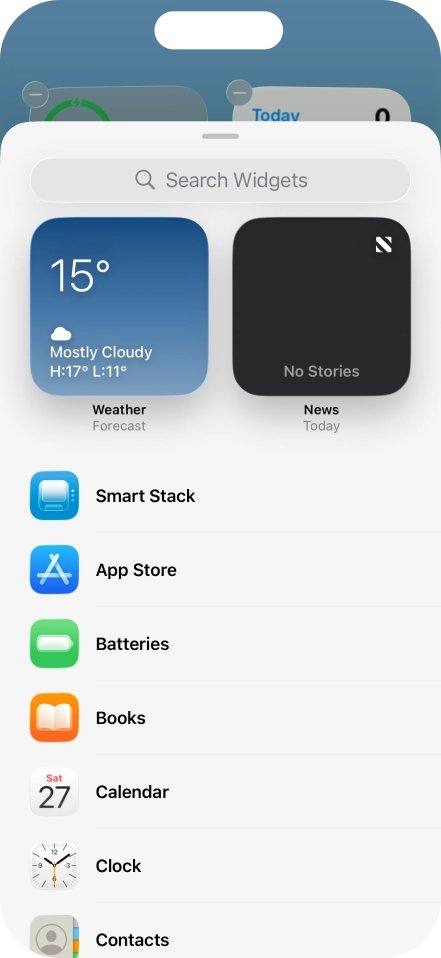 Press the required widget.