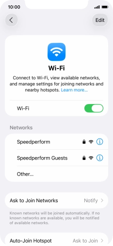 Press the required Wi-Fi network and key in the password for the Wi-Fi network.
