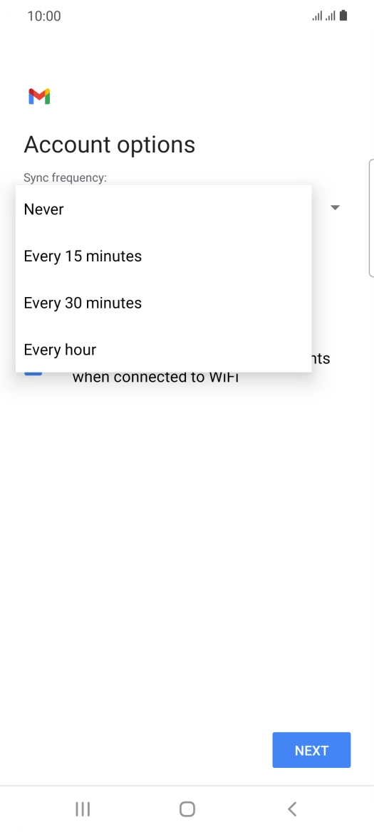 Press the required setting.
