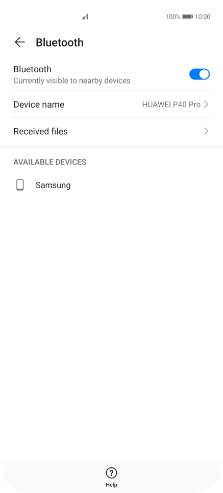 Press the required Bluetooth device and follow the instructions on the screen to pair the device with your phone.