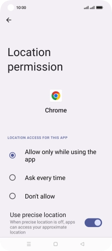 Press the required setting.