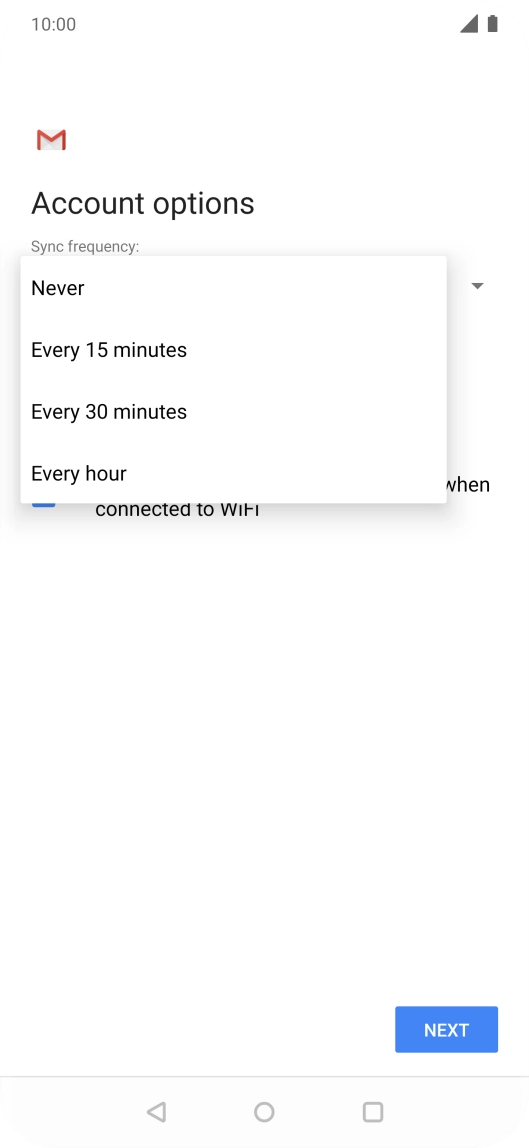 Press the required setting.