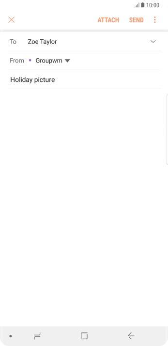 Press the text input field and write the text for your email message.