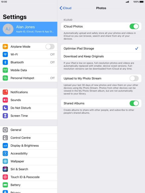 Press the indicator next to 