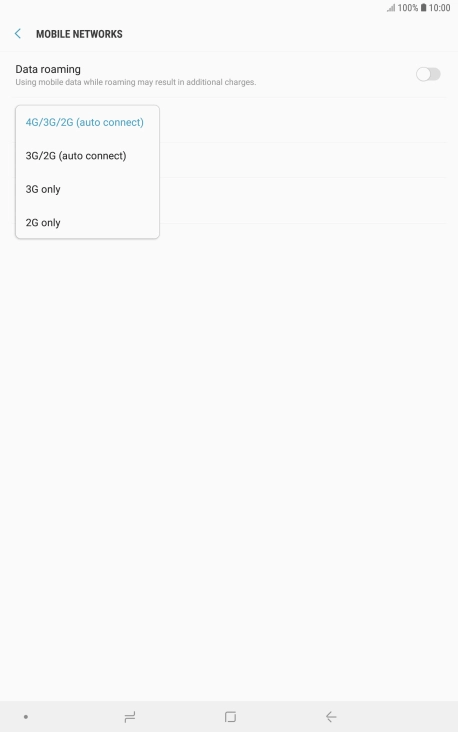 Press the required network mode.
