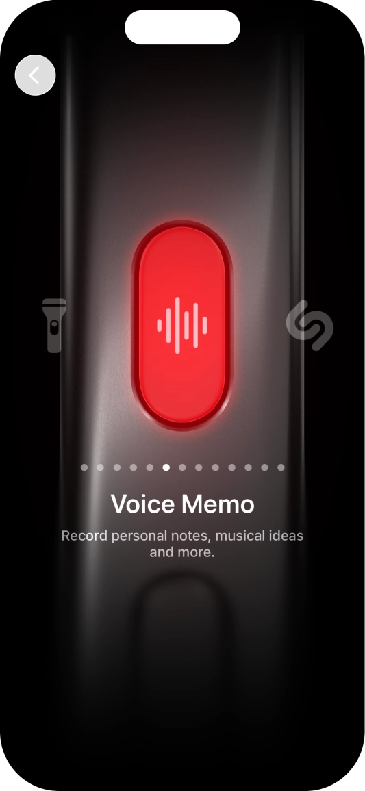 Slide your finger right or left on the screen to select the required function.