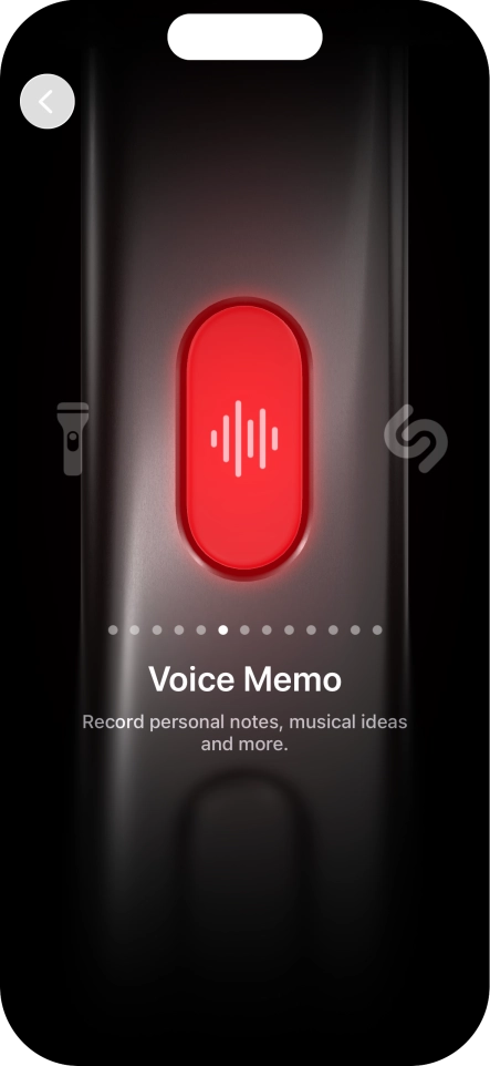Slide your finger right or left on the screen to select the required function.