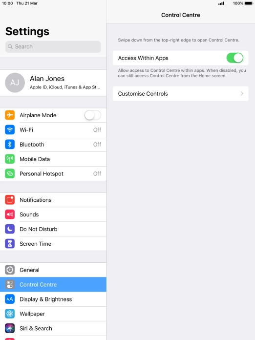Press the indicator next to 