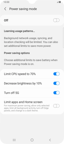 Press the indicators next to the required settings.