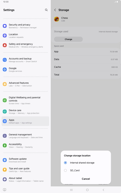 Press the name of the memory card.