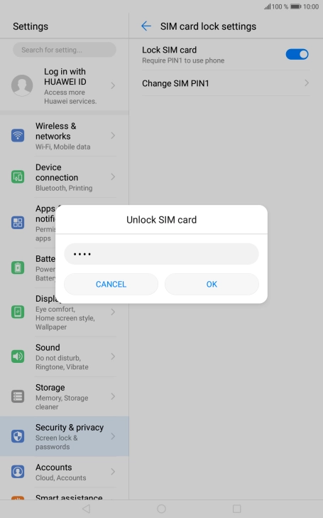 Key in your PIN and press OK. The default PIN is 1111.
